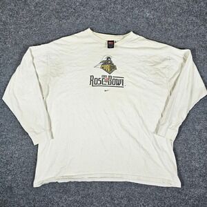 Vintage 2001 Nike Rose Bowl Purdue Boilermakers Long Sleeve‎ Shirt White Men 2XL